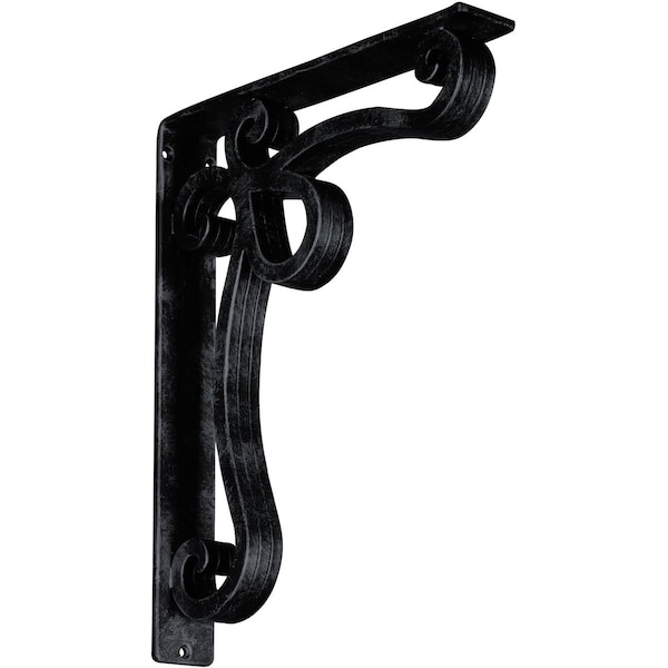 Ekena Millwork Orleans Wrought Iron Bracket, (Triple center brace), Antiqued Pewter 2"W x 12"D x 15"H BKTM02X12X15TOLAPW - main